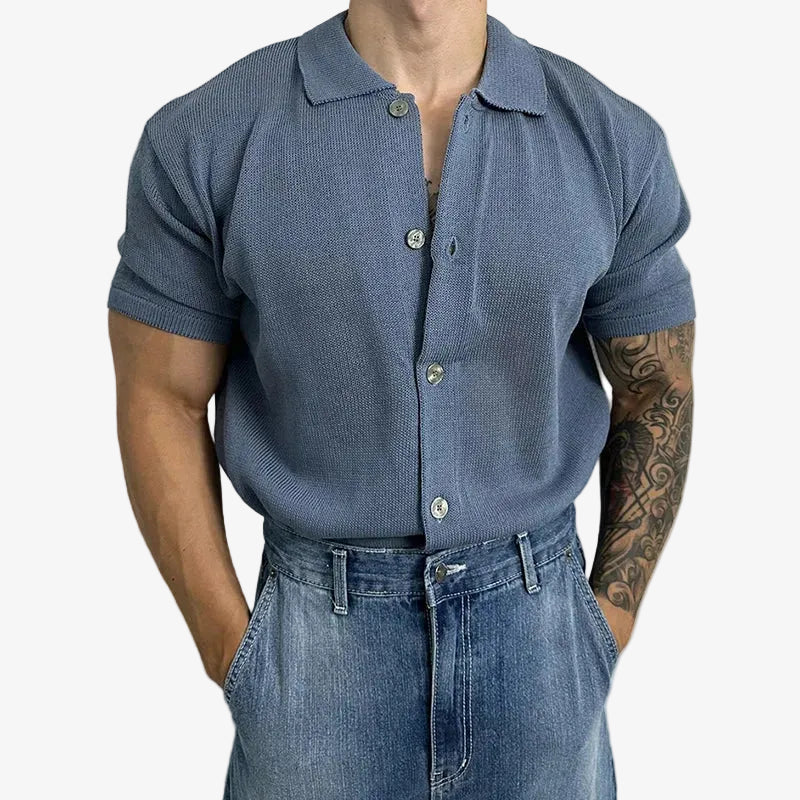 Men’s Button Through Collared Polo Top Main image