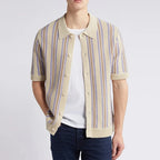 Men's Retro Stripe Knit Polo Shirt