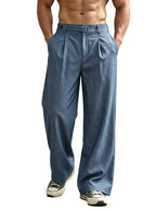 Men's Straight Leg Pleated Trousers