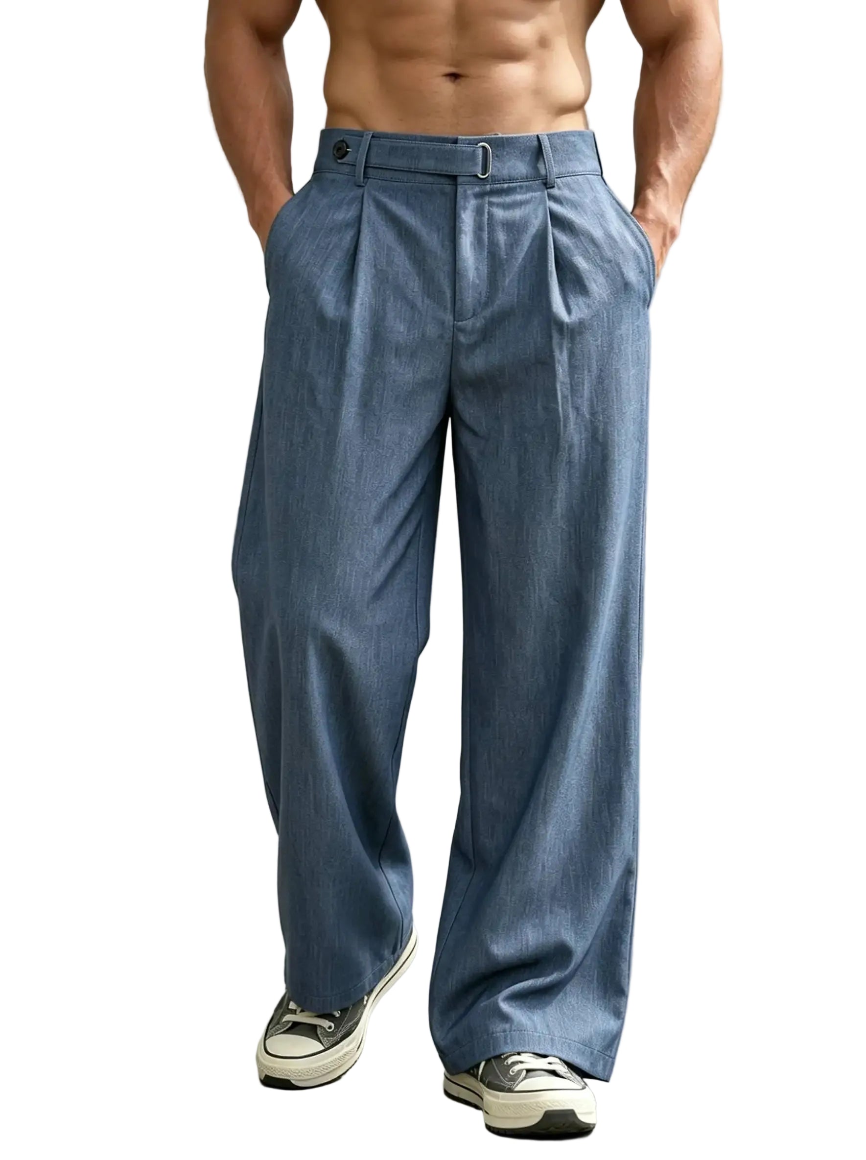 Men's Straight Leg Pleated Trousers