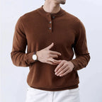 Men's Classic Henley Neck Pullover Sweater