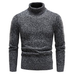 Men's Turtleneck Knit Sweater Ribbed Cuffs And Hem