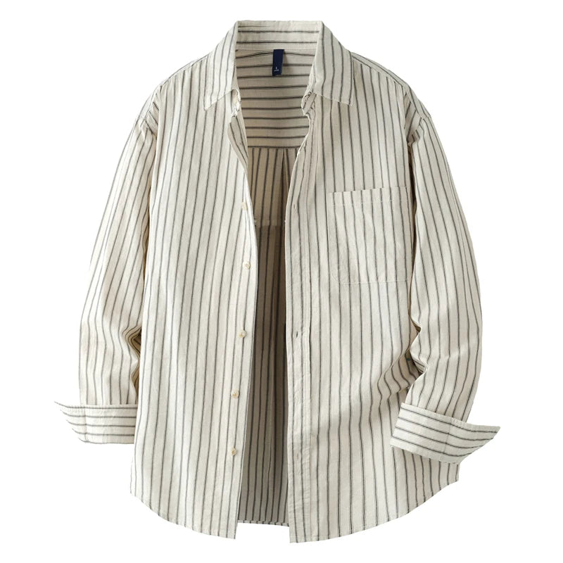 Men's Stripe Front Pocket Button Shirt