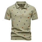 Men's Button Polo Shirt with Small Printed Pattern
