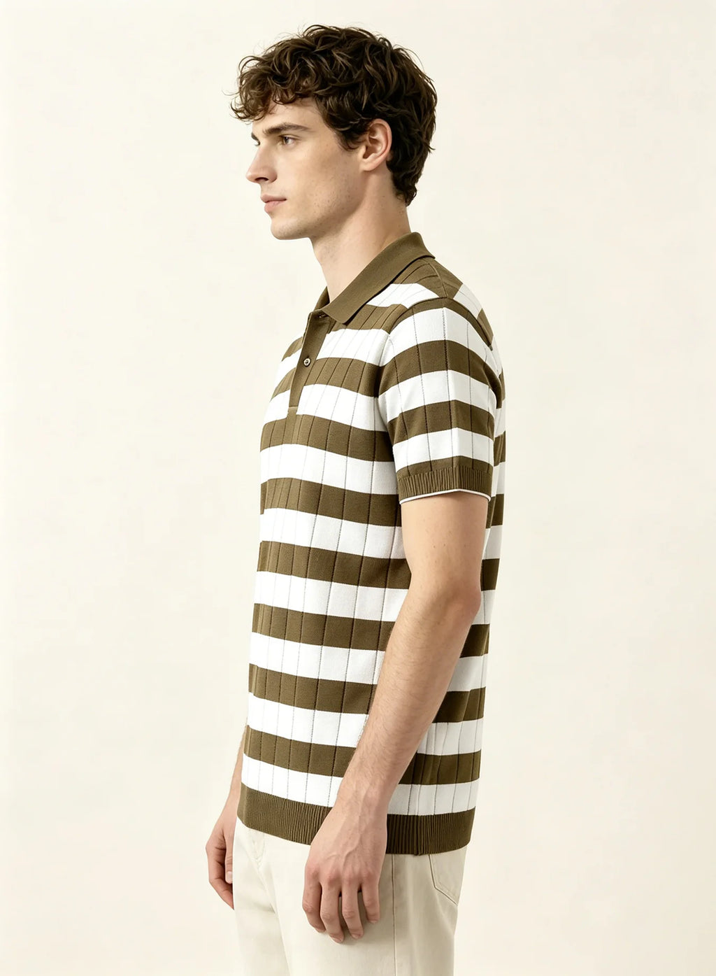 Horizontal Stripe Polo Top Men