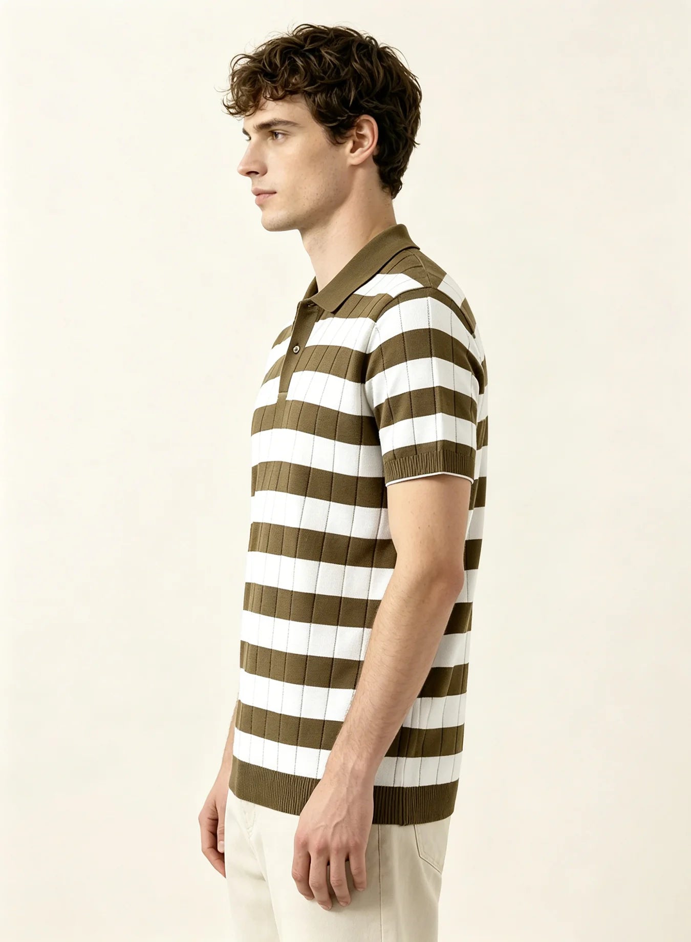 Horizontal Stripe Polo Top Men