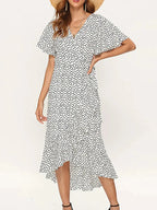 Printed Tie Waist Midi Dress