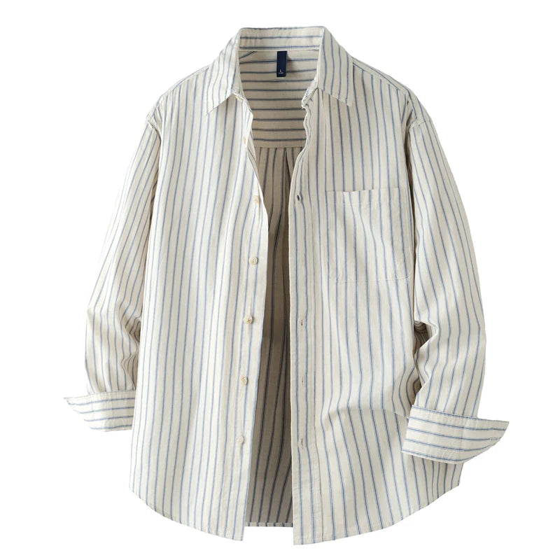 Men's Stripe Front Pocket Button Shirt