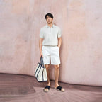 Mens Textured Knit Half Zip Polo