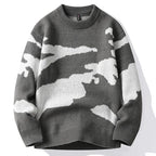 Men's Camouflage Knit Jumper with Crew Neck Pattern