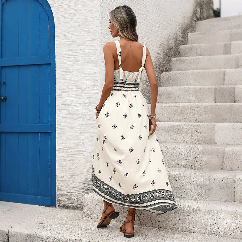 Women's Strap Neck Flare Long Dress
