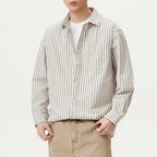 Men's Stripe Front Pocket Button Shirt