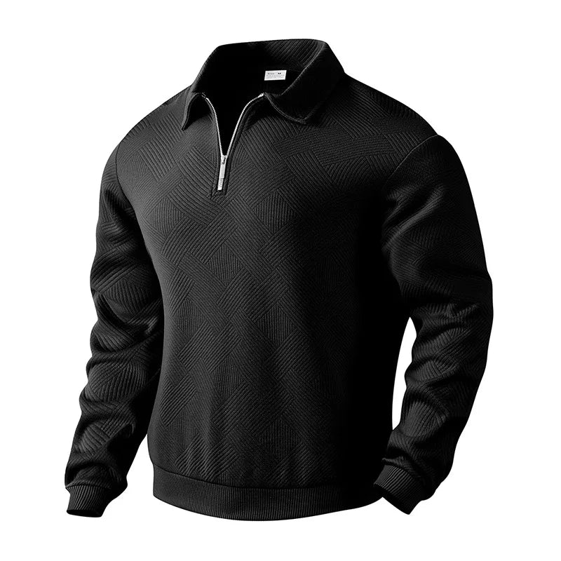 Men's Quarter Zip Polo Collar Knit Jumper