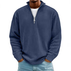 Men's Quarter Zip Ribbed Jumper with Stand Collar