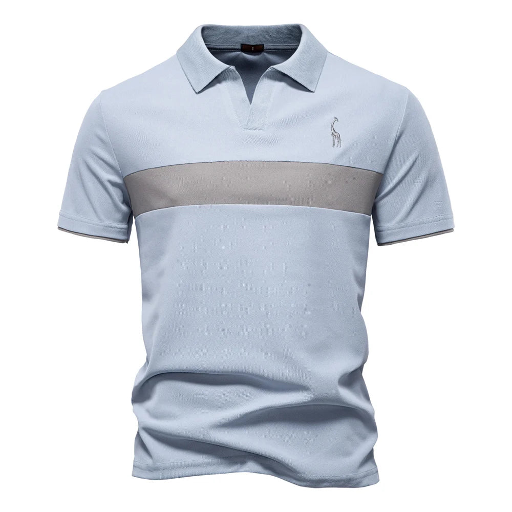 Men's Collared Polo Shirt with Chest Panel and Button Placket