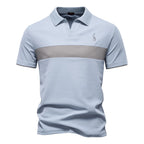 Men's Collared Polo Shirt with Chest Panel and Button Placket