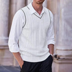 Men's Cable Knit Gilet with V Neck and Contrast Trim