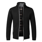 Men's Stand Neck Sweater Zip Front Jacket With Pockets