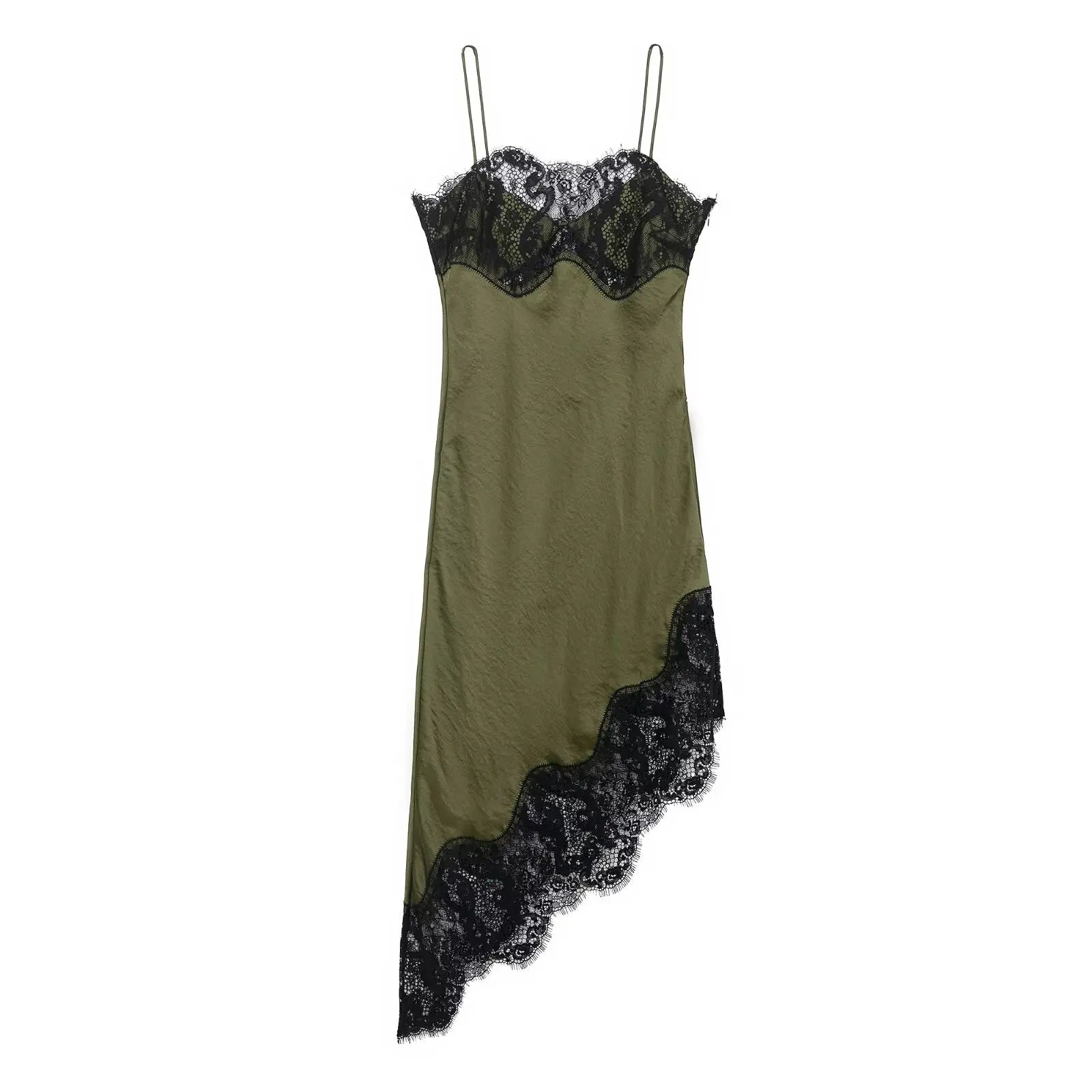 Women's Lace Trim Asymmetrical Slip Dress