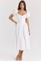 Puff Sleeve Floral Print Dress Women