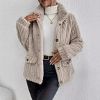 Women's Chunky Knit Cardigan – Button Front Longline Jacket with Pockets and Long Sleeves