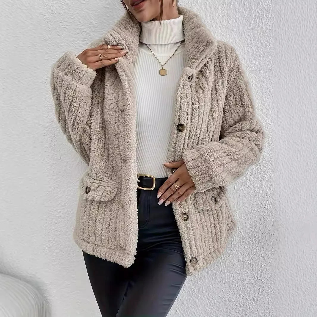 Women's Chunky Knit Cardigan – Button Front Longline Jacket with Pockets and Long Sleeves