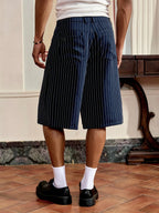 Men's Pinstripe Bermuda Shorts Knee Length