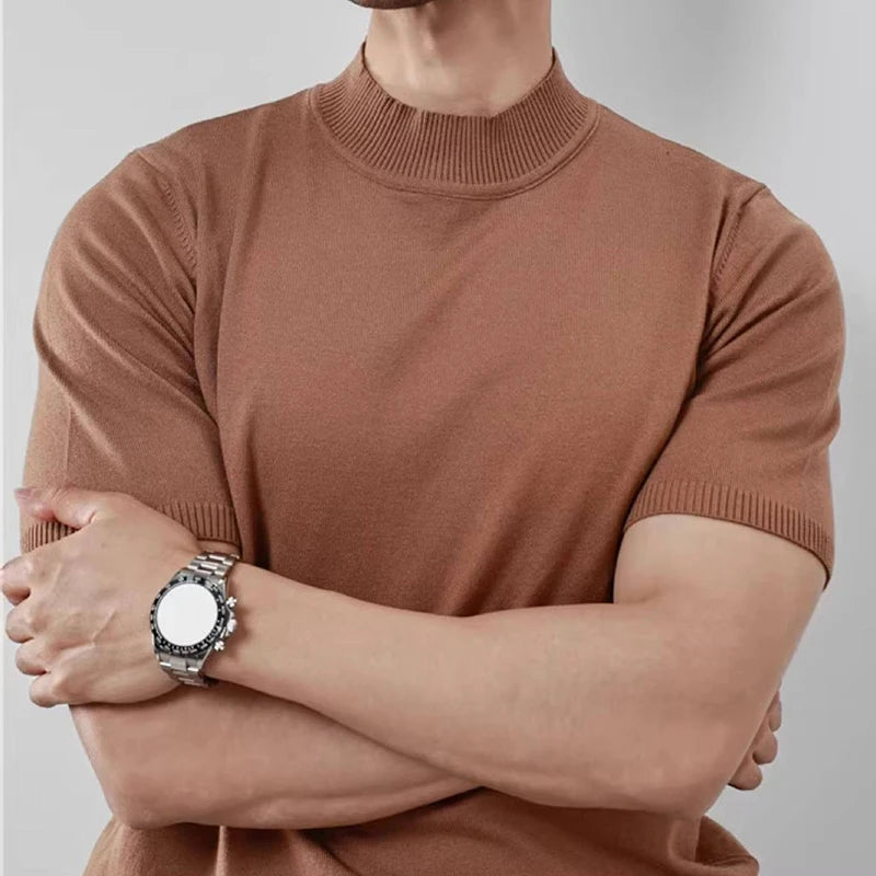 Men’s Ribbed Cuff Knit Shirt Top