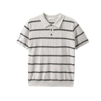Men's Stripe Pattern Collared Polo Shirt