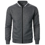 Men's Full-Zip Knitted Jacket – Stand Collar Long Sleeve Sweater with Zipped Pockets