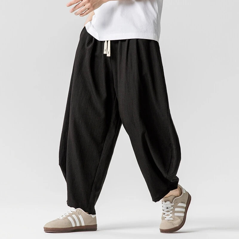 Men's Corduroy Relaxed Harem Pants With Pockets