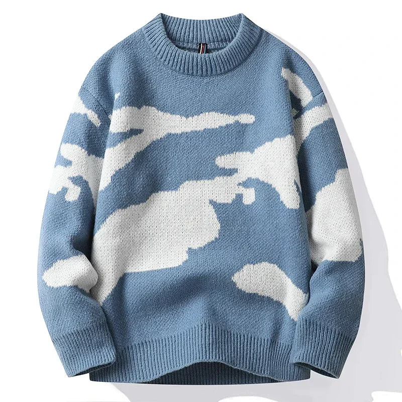 Men's Camouflage Knit Jumper with Crew Neck Pattern