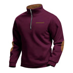 Men's Quarter Zip Sweatshirt – Long Sleeve Jumper with High Neck and Contrast Elbow Patches