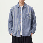 Men's Striped Chest Pocket Shirt Top