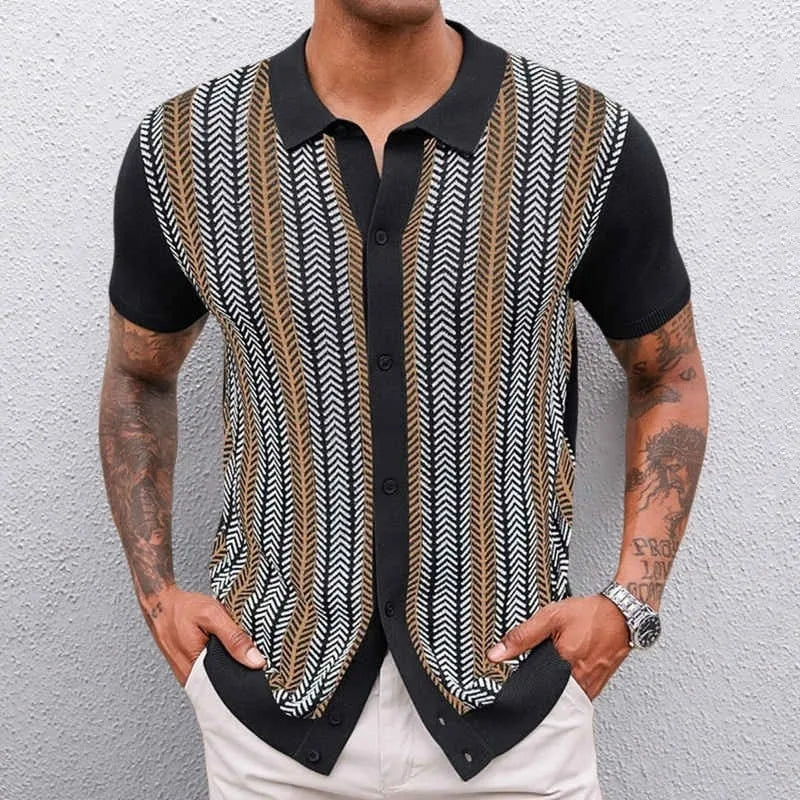 Classic Stripe Polo Shirt Men
