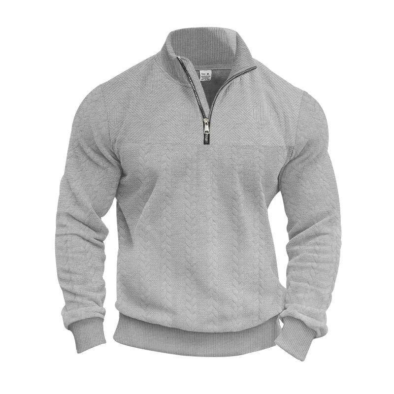 Men's Quarter-Zip Knitted Sweater – Long Sleeve Stand Collar Pullover Jumper