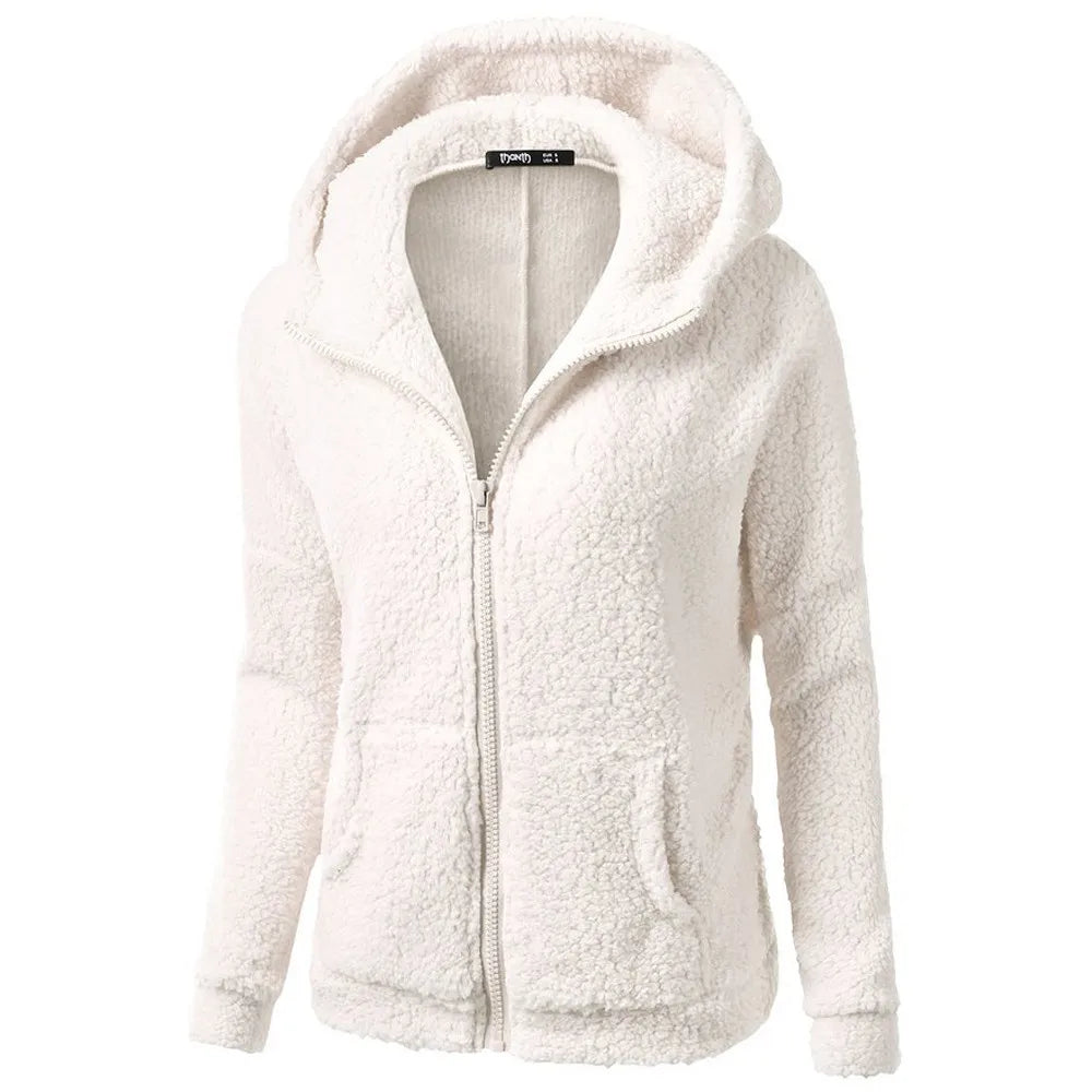 Women's Fleece Hooded Jacket – Full Zip Long Sleeve Winter Coat with Pockets Main image