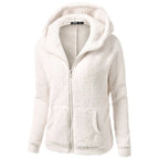 Women's Fleece Hooded Jacket – Full Zip Long Sleeve Winter Coat with Pockets