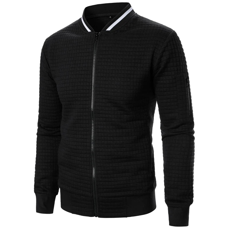 Men's Knitted Zip Up Jumper – Long Sleeve Stand Collar Sweater Jacket