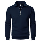 Men's Quarter Zip Jumper with Stand Collar Ribbed Cuffs