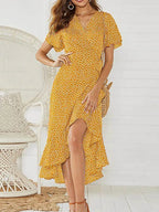Printed Tie Waist Midi Dress
