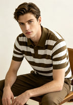 Horizontal Stripe Polo Top Men