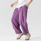 Men's Corduroy Relaxed Harem Pants With Pockets