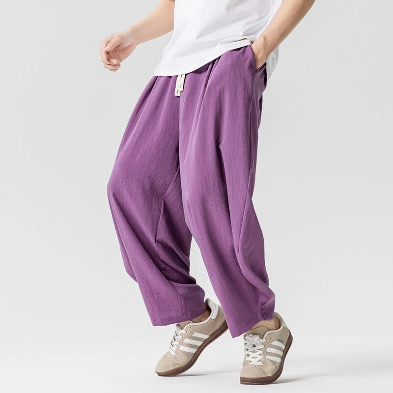 Men's Corduroy Relaxed Harem Pants With Pockets