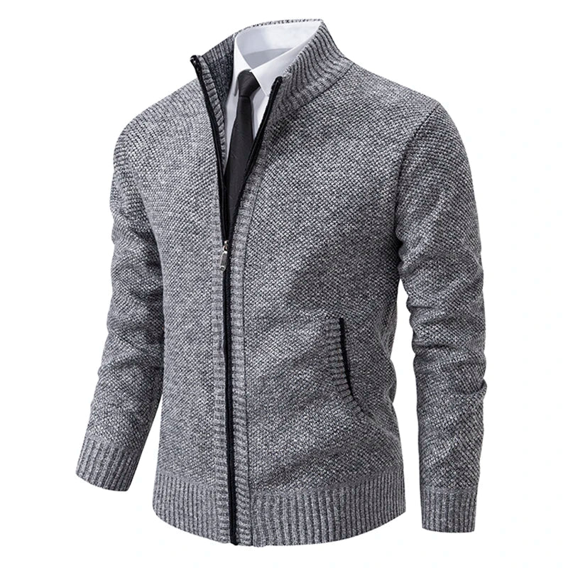 Men's Zip Up Sweater Stand Collar Full Front Jacket