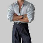 Mens Striped Button Down Long Sleeve Shirt