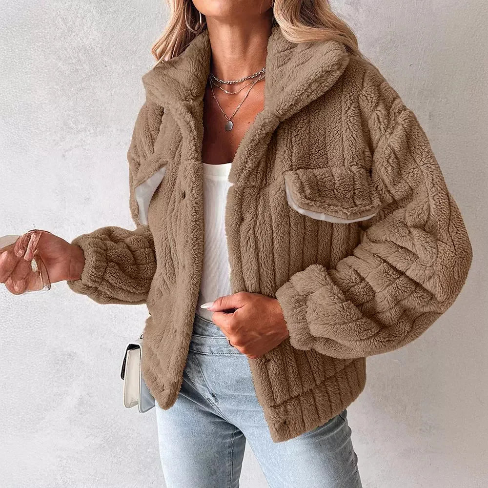 Women's Chunky Knit Jacket – Hooded Zip Up Cardigan with Front Pockets