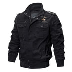 Men's Military Style Utility Jacket – Long Sleeve Zip Front with Multiple Pockets