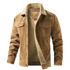 Men's Corduroy Jacket with Sherpa Lining – Long Sleeve Button Front Coat