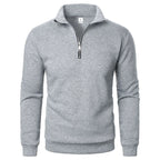 Men's Quarter Zip Jumper with Stand Collar Ribbed Cuffs